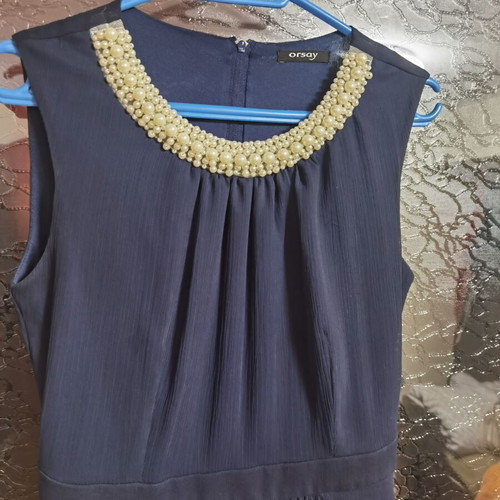 Orsay dark blue dress like new with pearls, formal for young girl