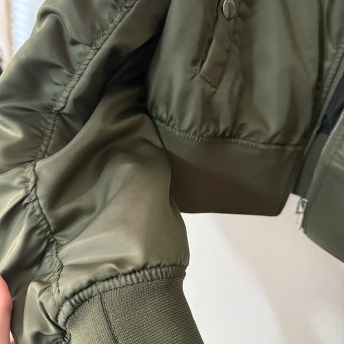 Bomber jacket khaki oil like new with detachable hood size Large