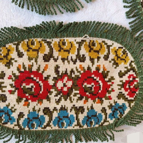 Set of 5 antique embroidery pieces used, high detail