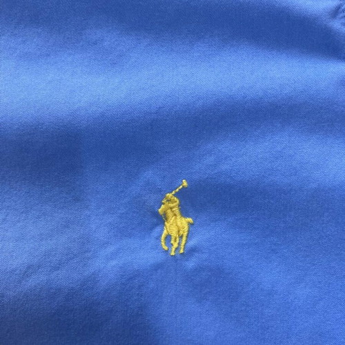 Ralph Lauren long sleeve shirt XL, blue feather weight twill, yellow logo