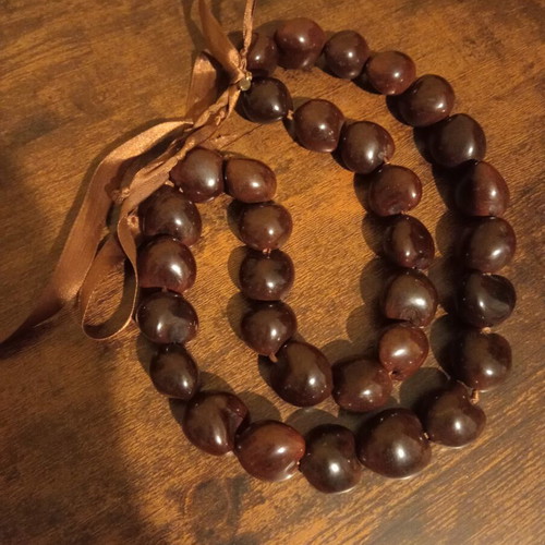 MNG Long Kukui Nut Necklace Like New, Brown