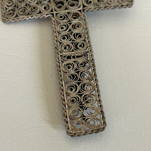 Handmade cross used with filigree decoration and crucifix Christ figure