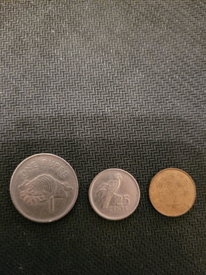 Seychelles coins used, set of 3 pieces