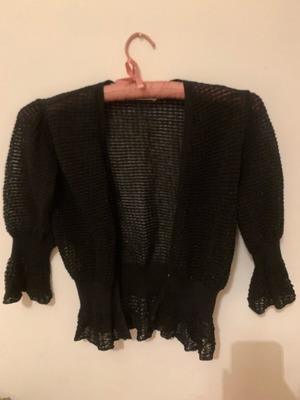 Zara black crop cardigan like new with perforated design and ruffles