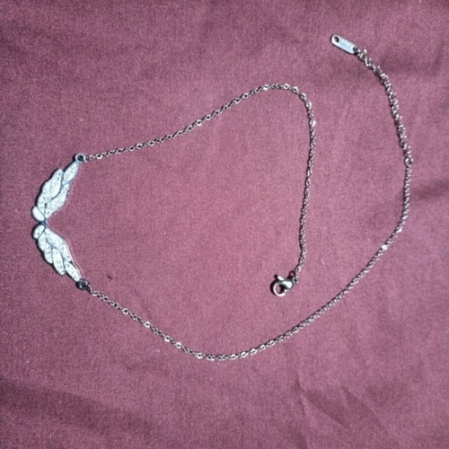 Necklace, white and silver