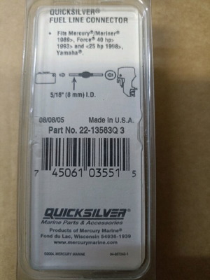 Quick silver fuel line connector new
