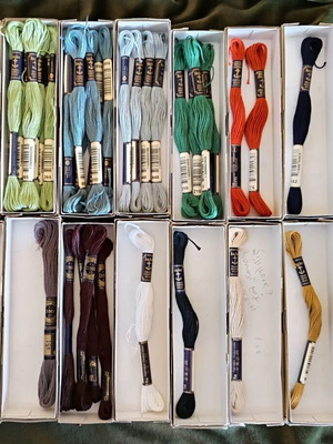 Set of 48 Anchor and D.M.C. new embroidery and crochet threads