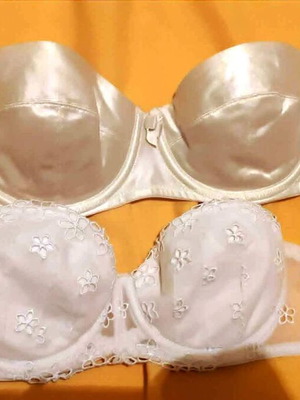 Γυναικεία strapless σουτιέν σαν καινούργια, πακέτο 2 τεμαχίων σε άσπρο και μπεζ