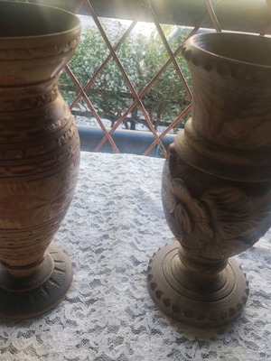 Wooden large vases like new, collectible vintage, set of 2