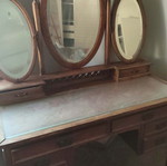 Vintage wooden triple vanity mirror set