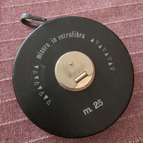 Vintage Italian Measuring Tape 25 Meters Used, 1970s