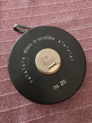 Vintage Italian Measuring Tape 25 Meters Used, 1970s