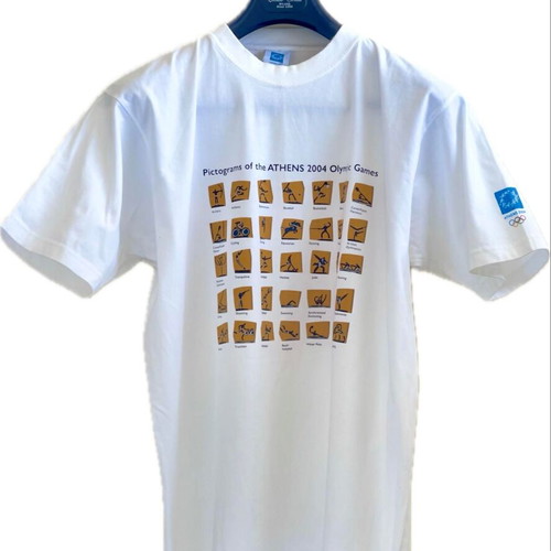 T shirt Athens 2004 Olympic Games with pictograms, size L like new