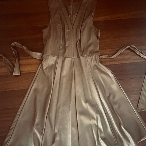 Leather dress brown like new, A-line, size S