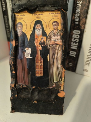 Handmade wooden religious icon used