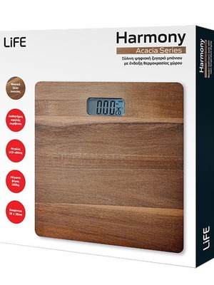 LiFE Harmony Acacia Series ψηφιακή ζυγαριά μπάνιου από ξύλο ακακίας
