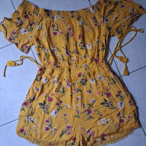 Bershka Off-Shoulder Romper mustard yellow, like new