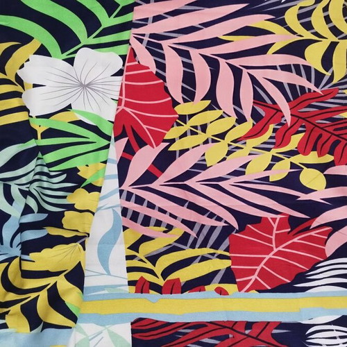 Cotton airy scarf shawl with colorful monstera print and tassels, new