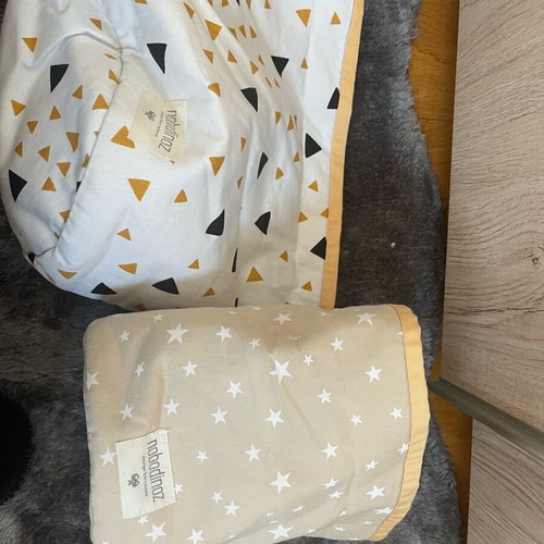 Nobodinoz storage bags cotton pouches beige and black