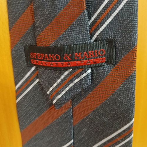 Γραβάτα Ιταλική Stefano & Mario σαν καινούργιο, γκρι, κεραμίδι, άσπρο