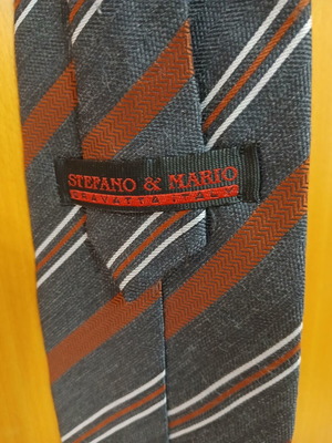 Γραβάτα Ιταλική Stefano & Mario σαν καινούργιο, γκρι, κεραμίδι, άσπρο