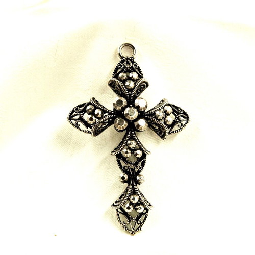 Zamak silver-plated necklace cross new, silver color