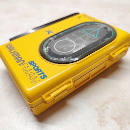 Sony WM-F45 Sports Walkman used, yellow, cassette functional