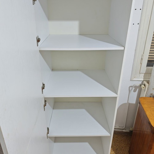 Melamine wardrobe used, 2 doors, 3 shelves, white finish