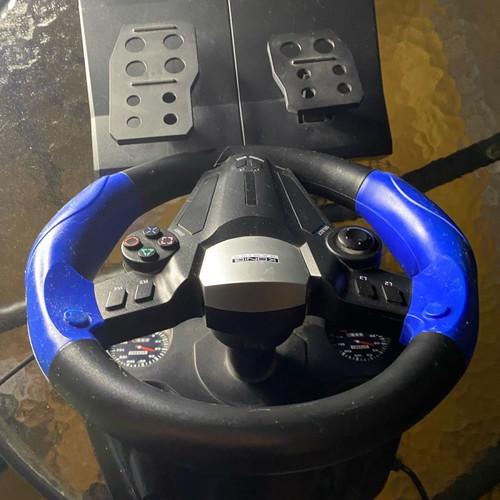 Steering wheel with pedals for PS2 used with PS2 and WRC