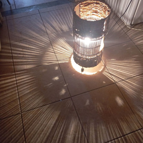 Floor lamp new, bamboo and rattan, 40cm height