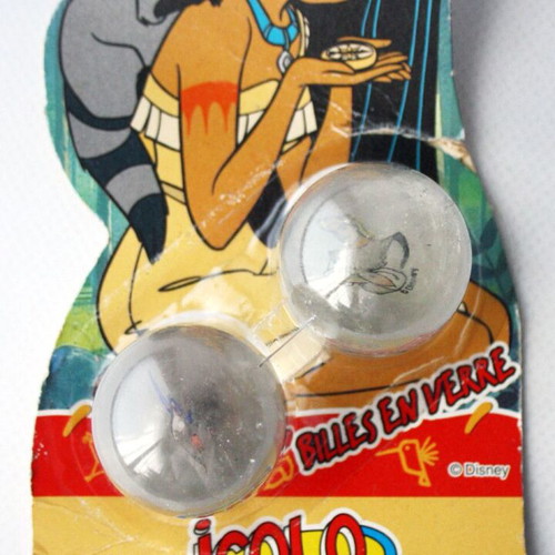 Vintage 90's Pocahontas John Smith Glass Marbles Meeko Icolo France new