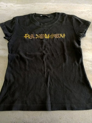 Raxevsky t-shirt used, black with design, short sleeve, size S