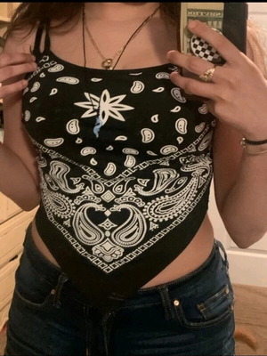Shein bandana top new, size M, black and white