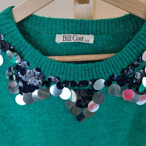 Bill Cost sweater like new, green with sequins