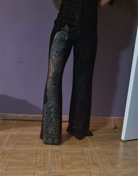  Nidodileda Arche velvet black lace with strass bottoms/ panteloni mavro kampana, veloudo me dandela