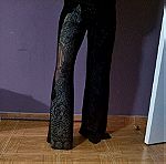  Nidodileda Arche velvet black lace with strass bottoms/ Παντελόνι μαύρο καμπάνα, βελούδο με δανδέλα