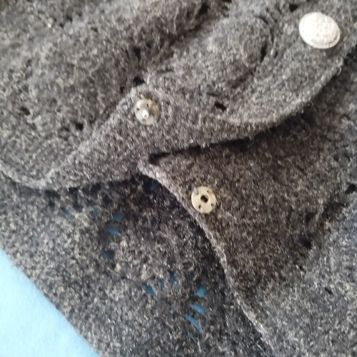 Vintage black knitted cardigan with silver thread and metal buttons size M like new