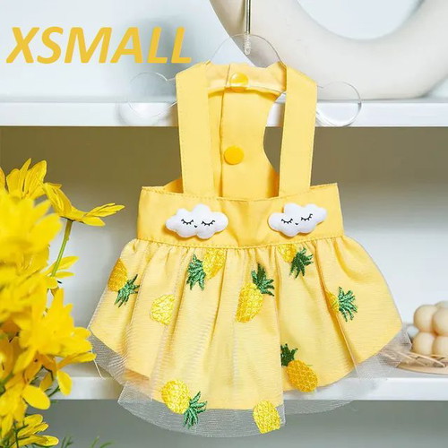 Dog and cat dress yellow with pineapples "Pineapples" XS