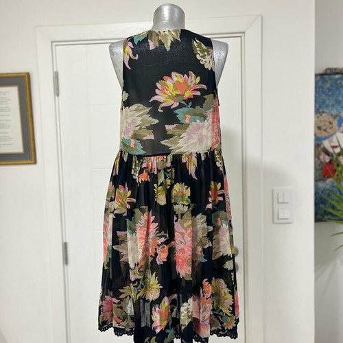 Maeve Anthropologie Violetta Babydoll Dress Tunic Sheer Floral Lace Size XS like new