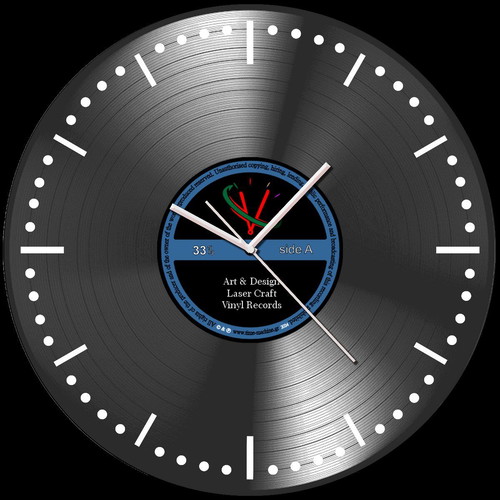 Time-machine wall clock new, analog, vinyl record 30x30 cm