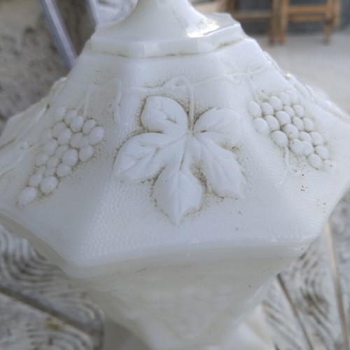 Vintage Milk Glass Bowl Set with Grape Motif used