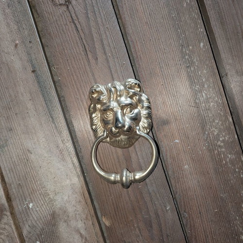 Door handles with lion knocker new, bone for exterior doors