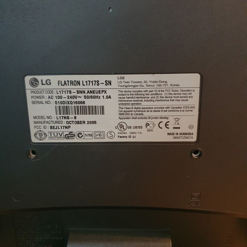 LG Flatron L1717S-SN 17" LCD monitor used
