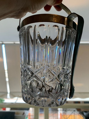 Vintage ice bucket made of pressed glass like new