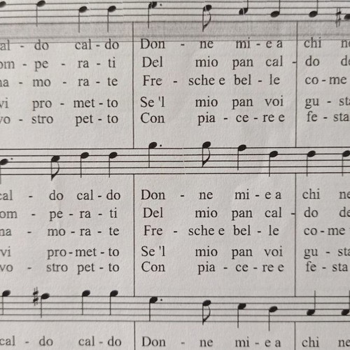 Sheet music and song photocopies used, notes and lyrics