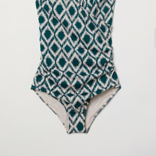 H&M kimono style swimsuit size M like new beige green