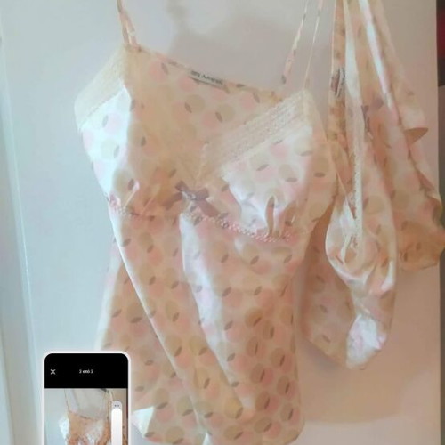 Marks & Spencer satin set like new, size S, white and pink