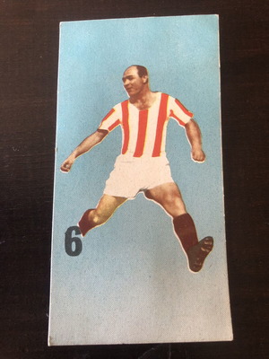 Rare football card used, collectible gift from Themís chewing gum 1950-1960