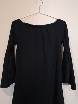 Little black dress like new, elastic neckline and bell sleeves, size S