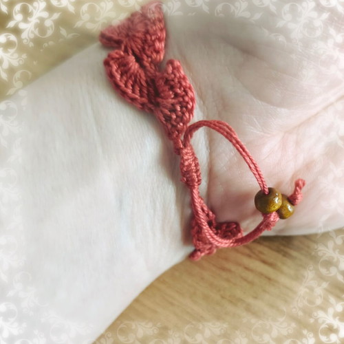 Handmade knitted bracelet made to order in rotten apple color